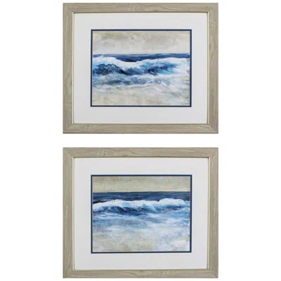 Paragon Breaking Shore Waves 22" Wide 2-piece Framed Wall Art Set