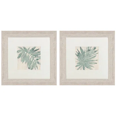 Paragon Burlap Ocean Palm I 22"w X 22"h Framed Wall Art Set Of 2