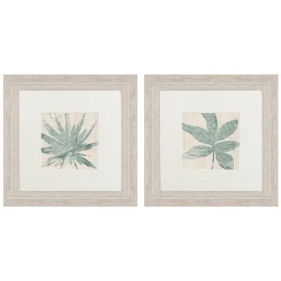 Paragon Burlap Ocean Palm Ii 22"w X 22"h Framed Wall Art Set Of 2 In Multi