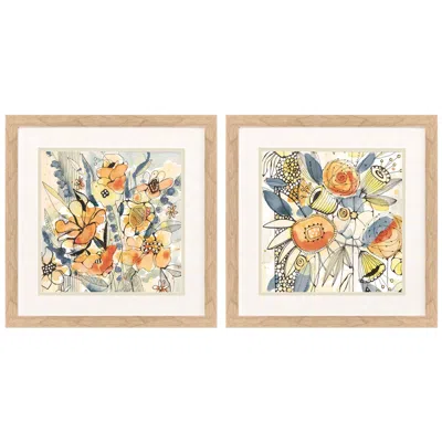 Paragon Bursting Wildflowers 18"w X 18"h Framed Wall Art Set Of 2