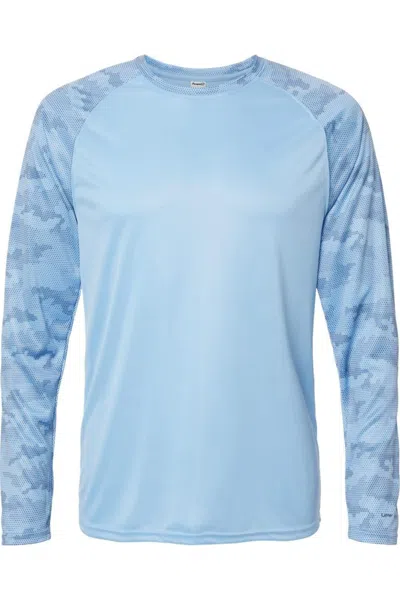 Paragon Cayman Performance Camo Colorblocked Long Sleeve T-shirt In Blue