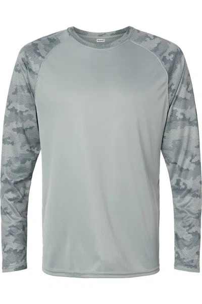 Paragon Cayman Performance Camo Colorblocked Long Sleeve T-shirt In Grey