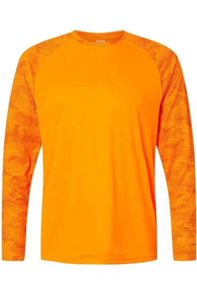Paragon Cayman Performance Camo Colorblocked Long Sleeve T-shirt In Orange