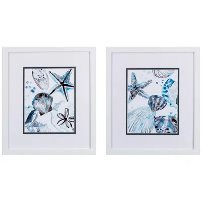 Paragon Cerulean Seashells A 16" High 2-piece Framed Wall Art