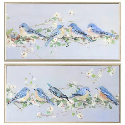 Paragon Chatter Branch 25"w X 13"h Non-glass Framed Art Set Of 2 In Multi