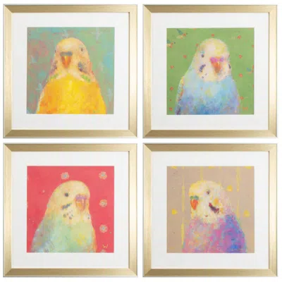 Paragon Colorful Bird A 18"w X 18"h Framed Art Set Of 4 In Multi