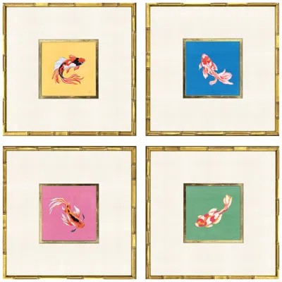 Paragon Colorful Koi 23"w X 23"h Framed Art - Set Of 4