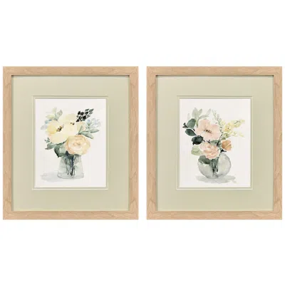 Paragon Creamy Blooms 15"w X 17"h Traditional Framed Art Set Of 2