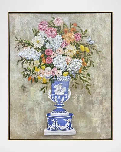 Paragon Decors Arrangement In Blue Hand-embellished Giclee In Multi