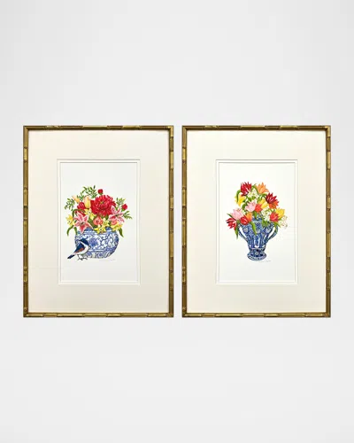 Paragon Decors Blue And White I Hand-embellished Giclees, Set Of 2 In Multi