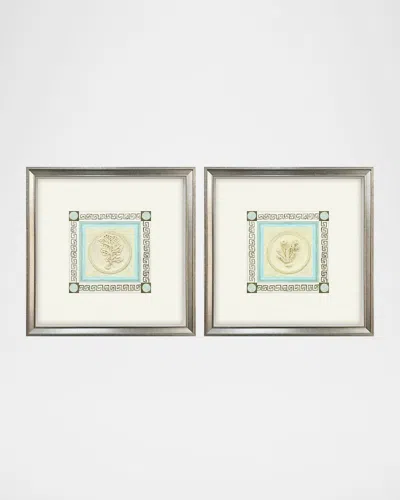PARAGON DECORS CORAL CIRCLES II HAND-EMBELLISHED GICLEES, SET OF 2