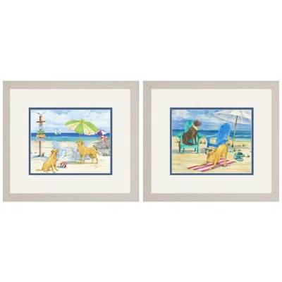 Paragon Dog Beach Day Duo 16"w X 14"h Framed Art Set Of 2