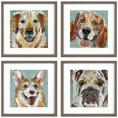 Paragon Dog Collage Ii 21"w X 21"h Framed Art Set Of 4 In Multi