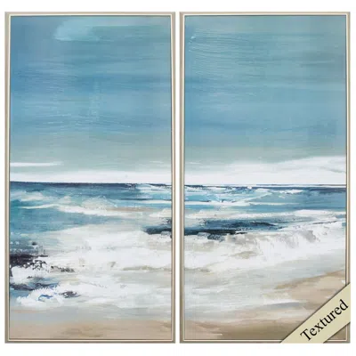 Paragon East Coast 13"w X 25"h Non-glass Framed Art Set Of 2 In Blue