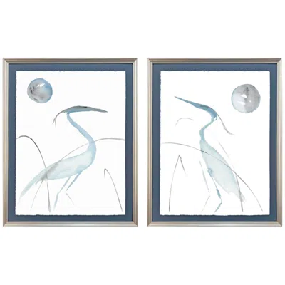 Paragon Evening Herons 24"w X 30"h Framed Art - Set Of 2 In Blue