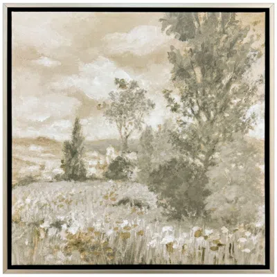Paragon Field Near Vetheuil 30"w X 30"h Canvas In Green