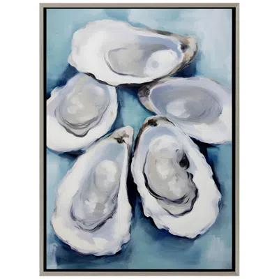 Paragon Five Oysters 26"w X 36"h Canvas In Blue