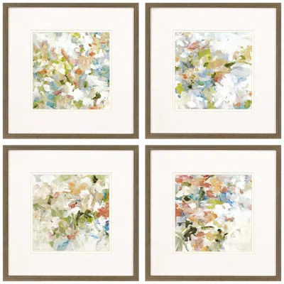 Paragon Floral Blush 17" Square 4-piece Framed Giclee Wall Art Set