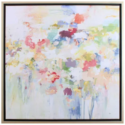 Paragon Floral Burst Abstract 30" Square Framed Canvas Wall Art