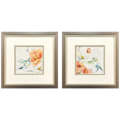 Paragon Floral Hummingbird 11"w X 11"h Framed Art Set Of 2
