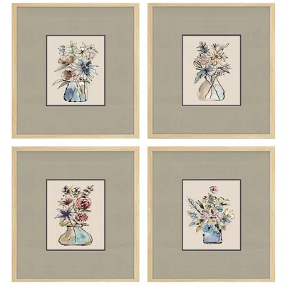 Paragon Floral Sketch 18"w X 20"h Framed Art Set Of 4 In Gray