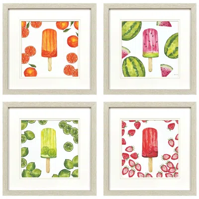 Paragon Fruity Popsicles 15"w X 15"h Framed Art Set Of 4