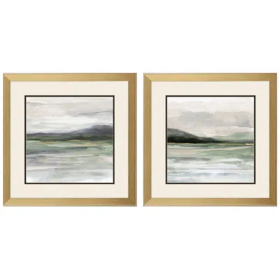 Paragon Gentle Calm Horizon 18"w X 18"h Framed Art Set Of 2 In Gold