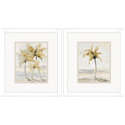 Paragon Gold Palm In Paradise 14"w X 16"h Framed Art Set Of 2