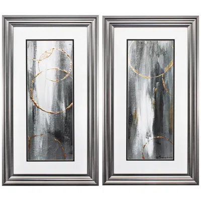 Paragon Gray Matter 27" High 2-piece Framed Abstract Wall Art Print Set