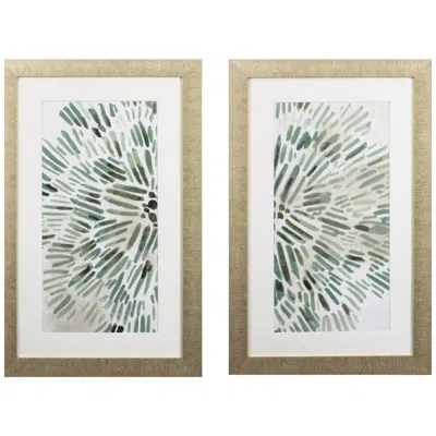 Paragon Green Flowerhead 21"w X 33"h Framed Art Set Of 2