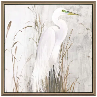 Paragon Heron In The Reeds 41" Wide Square Framed Canvas Wall Art