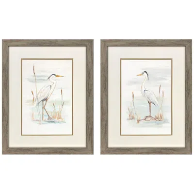 Paragon Heron Stance 21"w X 27"h Framed Art - Set Of 2 In Gray