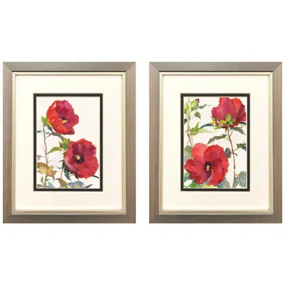 Paragon Hibiscus Glow 9"w X 11"h Framed Art - Set Of 2 In Multi