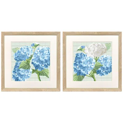 Paragon Hydrangeas On Plaid 27"w X 27"h Framed Art Set Of 2