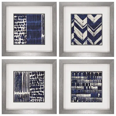 Paragon Indigo Batik 21" Square 4-piece Framed Wall Art Set