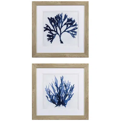 Paragon Indigo Coral A 19"w X 19"h Framed Art Set Of 2 In Blue
