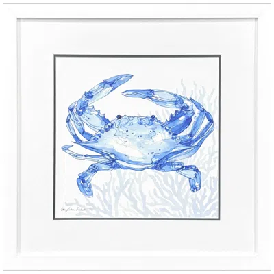 Paragon Indigo Ocean Crab 29"w X 29"h Coastal Framed Art