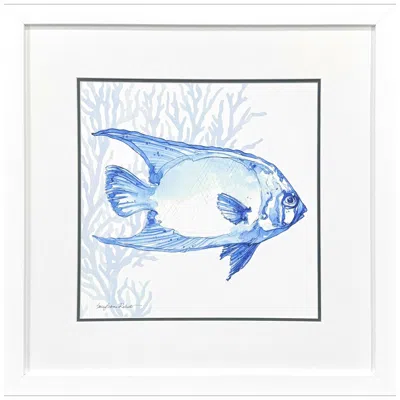 Paragon Indigo Ocean Fish 29"w X 29"h Coastal Framed Art