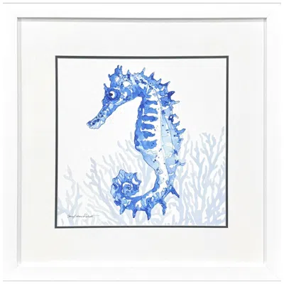Paragon Indigo Ocean Seahorse 29"w X 29"h Coastal Framed Art