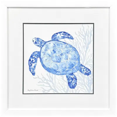 Paragon Indigo Ocean Turtle 29"w X 29"h Coastal Framed Art