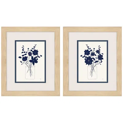 Paragon Indigo Sketch 10"w X 12"h Framed Art Set Of 2 In Multi