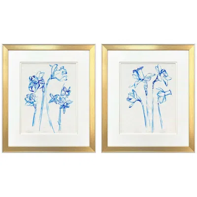 Paragon Inky Daffodils 18"w X 21"h Framed Art - Set Of 2 In Multi
