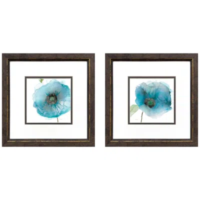 Paragon Iridescent Poppy 11"w X 11"h Framed Art - Set Of 2 In Black