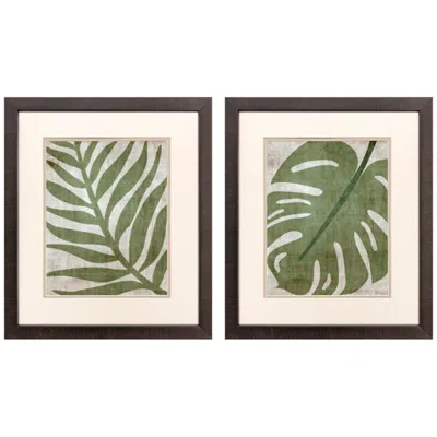 Paragon Island Greenery 18"w X 21"h Framed Art - Set Of 2 In Black