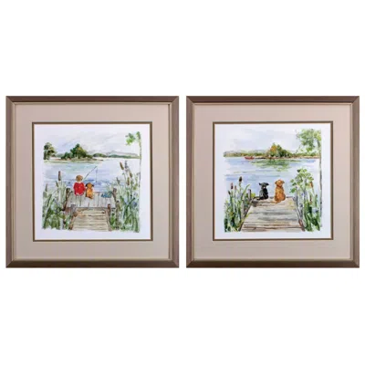 Paragon Lake 17"w X 17"h Framed Art Set Of 2