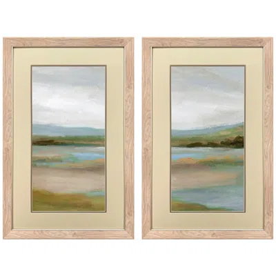 Paragon Lake In Foothills 21"w X 33"h Framed Art - Set Of 2 In Brown