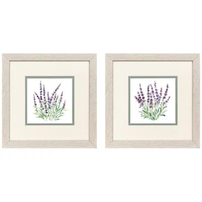 Paragon Lavender Botanical 11"w X 11"h Framed Art - Set Of 2 In Neutral