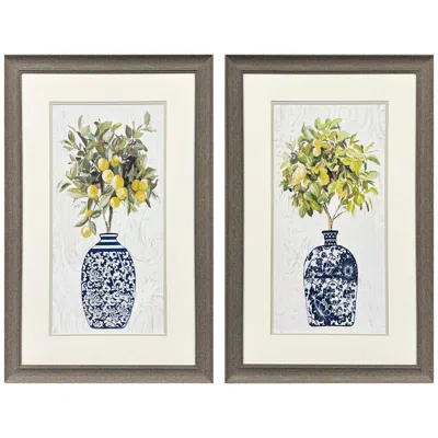 Paragon Lemon Tree Pot 21"w X 33"h Modern Framed Art Set Of 2