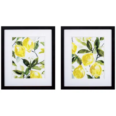 Paragon Lemony Branch 18"w X 21"h Framed Art Set Of 2 In Black