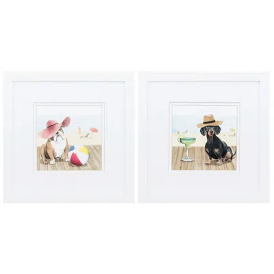 Paragon Lets Go Boardwalk I 11"w X 11"h Framed Art Set Of 2 In White
